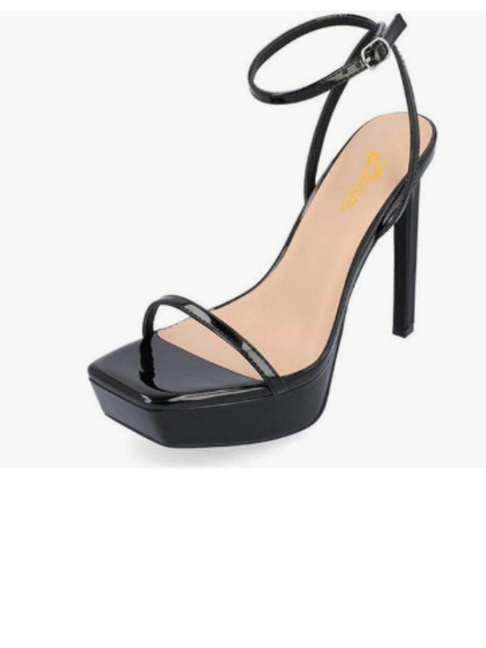 Zszszsu Black Open Square Toe Platform Sandals Stiletto High Heel Western Shoes